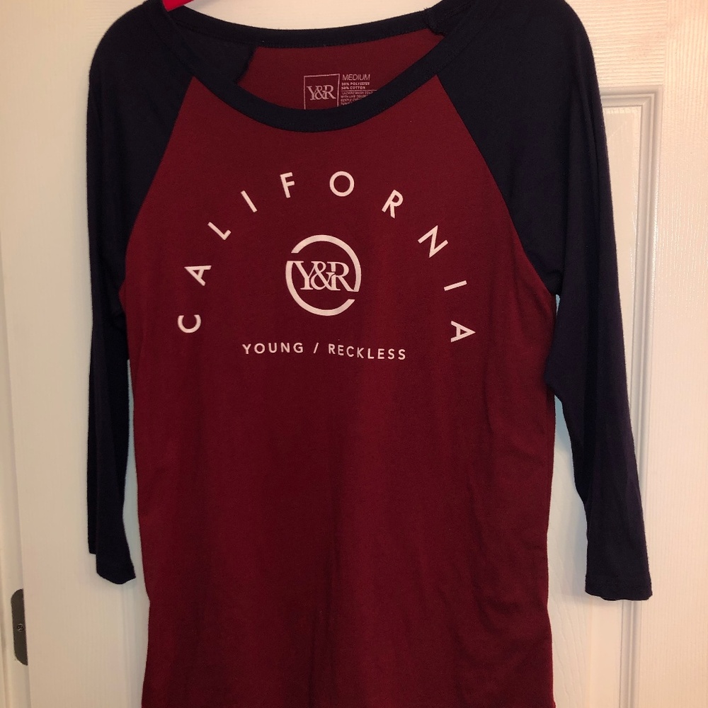 Maroon and Navy Baseball Tee